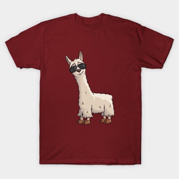 Funky Alpaca Hipster Llama With Sunglasses T-Shirt by SkizzenMonster